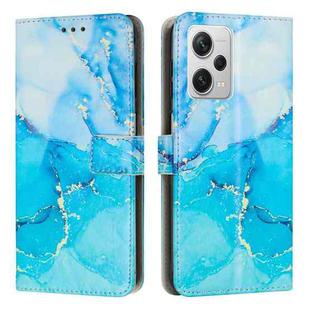 For Xiaomi Redmi Note 12 Pro 5G Global Painted Marble Pattern Leather Phone Case(Blue Green)