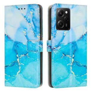 For Xiaomi Redmi Note 12 Pro Speed / Poco X5 Pro 5G Painted Marble Pattern Leather Phone Case(Blue Green)