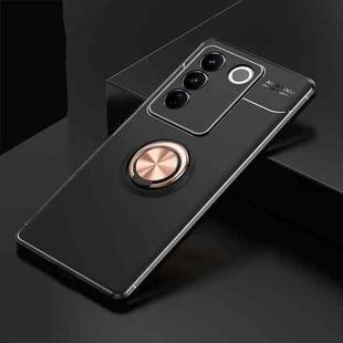 For vivo S16 Metal Ring Holder 360 Degree Rotating TPU Case(Black+Rose Gold)