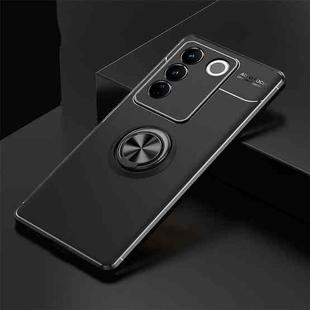 For vivo S16 Pro Metal Ring Holder 360 Degree Rotating TPU Case(Black+Black)