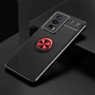 For Xiaomi Redmi K60 Pro Metal Ring Holder 360 Degree Rotating TPU Case(Black+Red)