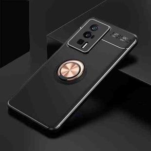 For Xiaomi Redmi K60 Pro Metal Ring Holder 360 Degree Rotating TPU Case(Black+Rose Gold)