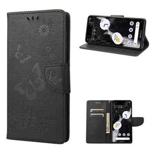 For Google Pixel 7a Butterfly Embossed Horizontal Flip Leather Phone Case(Black)