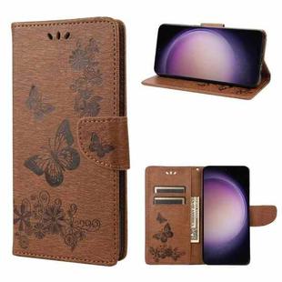 For Samsung Galaxy S23+ 5G Butterfly Embossed Horizontal Flip Leather Phone Case(Brown)