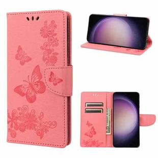 For Samsung Galaxy S23+ 5G Butterfly Embossed Horizontal Flip Leather Phone Case(Pink)