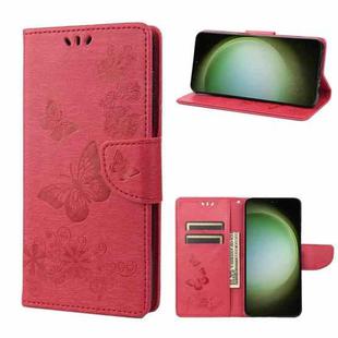 For Samsung Galaxy S23 Ultra 5G Butterfly Embossed Horizontal Flip Leather Phone Case(Red)