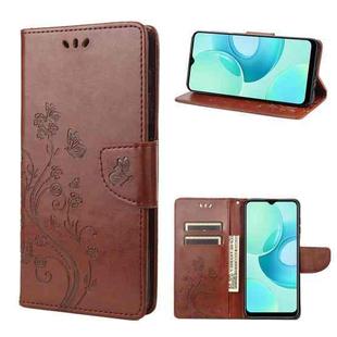 For Samsung Galaxy S23 Ultra 5G Butterfly Flower Pattern Flip Leather Phone Case(Brown)