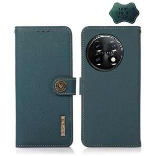 For OnePlus 11 KHAZNEH Custer Texture RFID Genuine Leather Phone Case(Green)