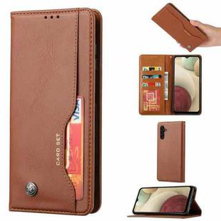 For Samsung Galaxy A14 5G Knead Skin Texture Flip Leather Phone Case(Brown)