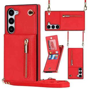 For Samsung Galaxy S23 5G Cross-body Zipper Square TPU+PU Back Cover Case(Red)