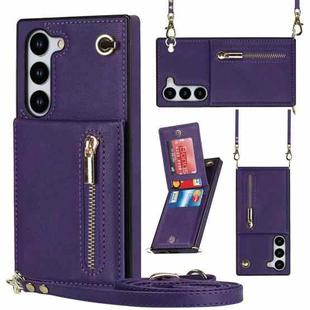 For Samsung Galaxy S23 5G Cross-body Zipper Square TPU+PU Back Cover Case(Purple)