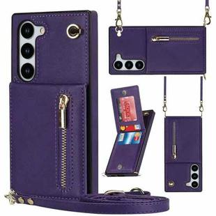 For Samsung Galaxy S23+ 5G Cross-body Zipper Square TPU+PU Back Cover Case(Purple)