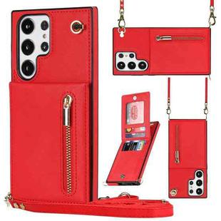 For Samsung Galaxy S23 Ultra 5G Cross-body Zipper Square TPU+PU Back Cover Case(Red)