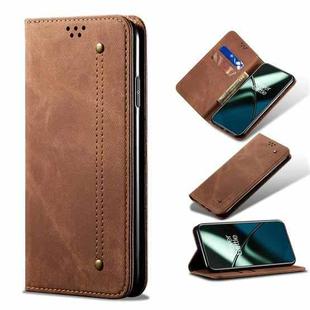 For OnePlus 11R Denim Texture Flip Leather Phone Case(Brown)