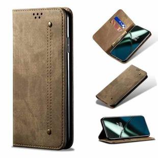 For OnePlus Ace 2 5G Denim Texture Flip Leather Phone Case(Khaki)