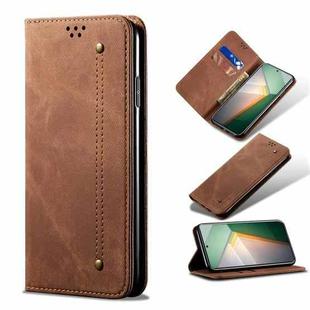 For vivo iQOO 11 Denim Texture Flip Leather Phone Case(Brown)