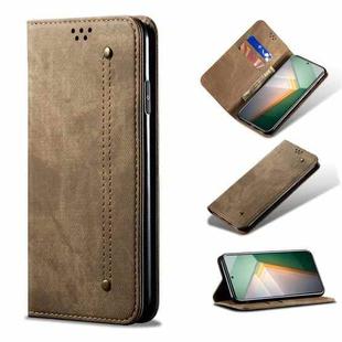 For vivo iQOO 11 Denim Texture Flip Leather Phone Case(Khaki)