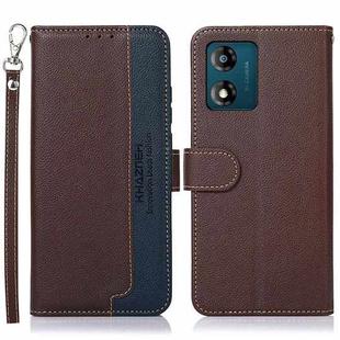 For Motorola Moto E13 KHAZNEH Litchi Texture Leather RFID Phone Case(Brown)