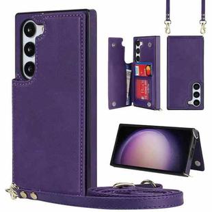 For Samsung Galaxy S23+ 5G Cross-body Square Double Buckle Flip Card Bag TPU+PU Case(Purple)