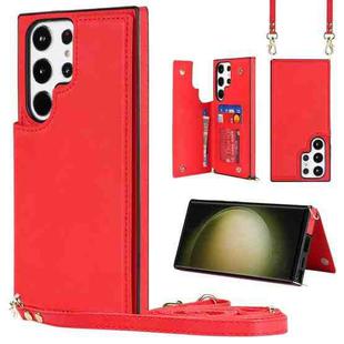 For Samsung Galaxy S23 Ultra 5G Cross-body Square Double Buckle Flip Card Bag TPU+PU Case(Red)