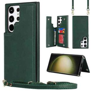 For Samsung Galaxy S23 Ultra 5G Cross-body Square Double Buckle Flip Card Bag TPU+PU Case(Green)