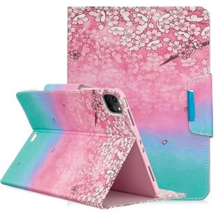 For iPad Pro 11 (2020) Colored Drawing Horizontal Flip PU Leather Tablet Case with Holder & Card Slots(Gradient Flowers)