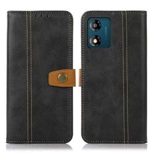 For Motorola Moto E13 4G 2023 Stitching Thread Calf Texture Leather Phone Case(Black)