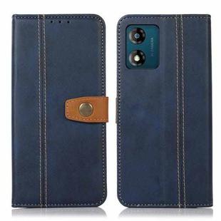 For Motorola Moto E13 4G 2023 Stitching Thread Calf Texture Leather Phone Case(Blue)