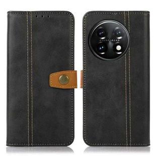 For OnePlus 11 5G Stitching Thread Calf Texture Leather Phone Case(Black)