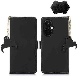 For OnePlus Nord CE 3 Lite Genuine Leather Magnetic RFID Leather Phone Case(Black)