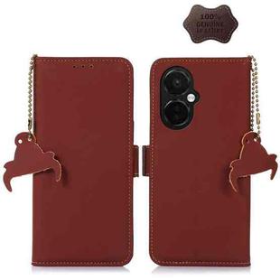 For OnePlus Nord CE 3 Lite Genuine Leather Magnetic RFID Leather Phone Case(Coffee)