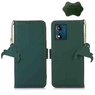 For Motorola Moto E13 Genuine Leather Magnetic RFID Leather Phone Case(Green)