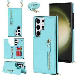 For Samsung Galaxy S23 Ultra 5G Cross-body Zipper Square Phone Case(Green)