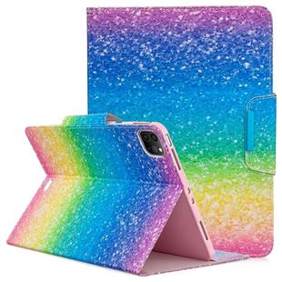 For iPad Pro 11 (2020) Colored Drawing Horizontal Flip PU Leather Tablet Case with Holder & Card Slots(Striped Rainbow Sand)