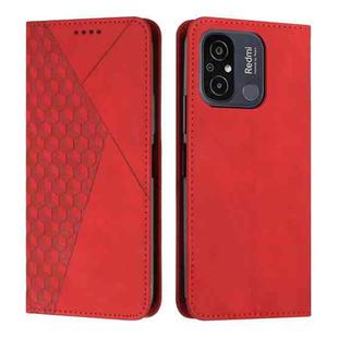 For Xiaomi Redmi 11A 4G Diamond Pattern Skin Feel Magnetic Leather Phone Case(Red)
