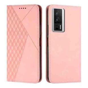 For Xiaomi Redmi K60 / K60 Pro Diamond Pattern Skin Feel Magnetic Leather Phone Case(Rose Gold)