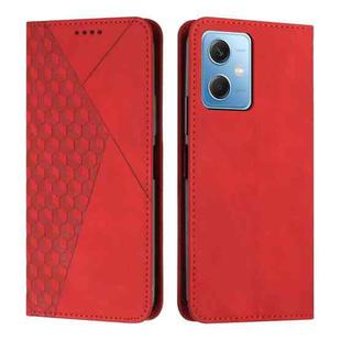 For Xiaomi Redmi Note 12 Global / Poco X5 5G Diamond Pattern Skin Feel Magnetic Leather Phone Case(Red)