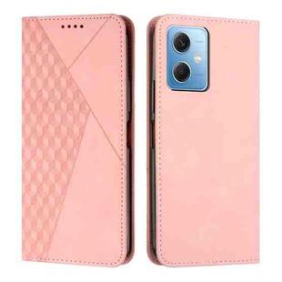For Xiaomi Redmi Note 12 Global / Poco X5 5G Diamond Pattern Skin Feel Magnetic Leather Phone Case(Rose Gold)