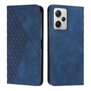 For Xiaomi Redmi Note 12 Pro 5G Global Diamond Pattern Skin Feel Magnetic Leather Phone Case(Blue)
