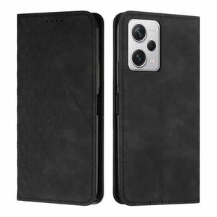 For Xiaomi Redmi Note 12 Pro+ Global / Note 12 Explorer Diamond Pattern Skin Feel Magnetic Leather Phone Case(Black)