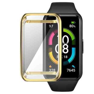 For Honor Band 7 Full Coverage TPU Electroplating Watch Case(Gold)