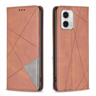 For Motorola Moto G73 5G Prismatic Invisible Magnetic Leather Phone Case(Brown)