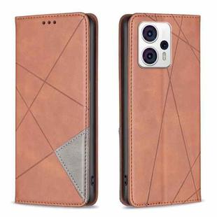 For Motorola Moto G13 4G/G23 4G/G53 5G Prismatic Invisible Magnetic Leather Phone Case(Brown)