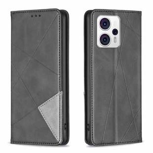 For Motorola Moto G13 4G/G23 4G/G53 5G Prismatic Invisible Magnetic Leather Phone Case(Black)