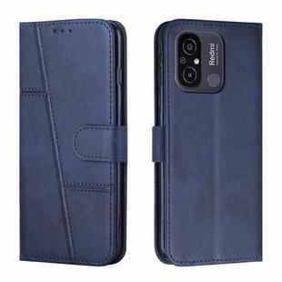 For Xiaomi Redmi 11A 4G Stitching Calf Texture Buckle Leather Phone Case(Blue)