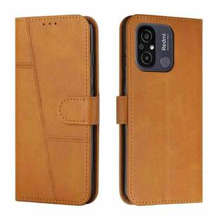 For Xiaomi Redmi 11A 4G Stitching Calf Texture Buckle Leather Phone Case(Yellow)