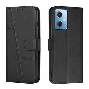 For Xiaomi Redmi Note 12 Global / Poco X5 5G Stitching Calf Texture Buckle Leather Phone Case(Black)