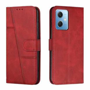 For Xiaomi Redmi Note 12 Global / Poco X5 5G Stitching Calf Texture Buckle Leather Phone Case(Red)
