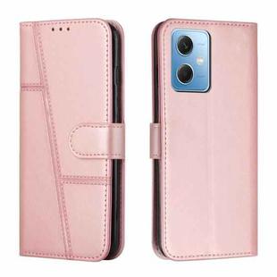 For Xiaomi Redmi Note 12 Global / Poco X5 5G Stitching Calf Texture Buckle Leather Phone Case(Rose Gold)