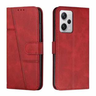 For Xiaomi Redmi Note 12 Pro 5G Global Stitching Calf Texture Buckle Leather Phone Case(Red)